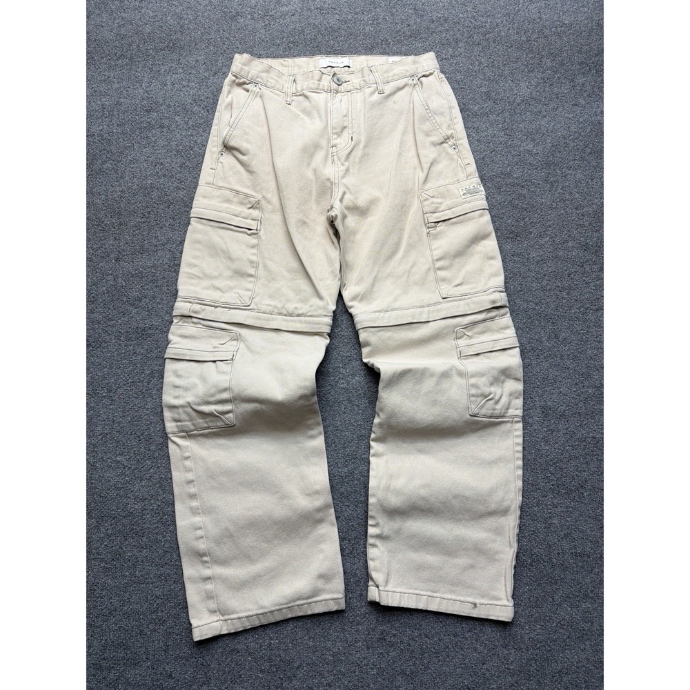 Pacsun Baggy Khaki Colored Cargo Pants Size 31x32 Mens‎ Zipper Turns To Shorts